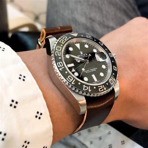 rolex gmt master leather strap.